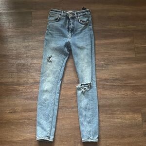 Zara Light Blue Distressed Skinny Jeans